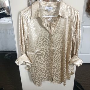 Gold long sleeve collared button down